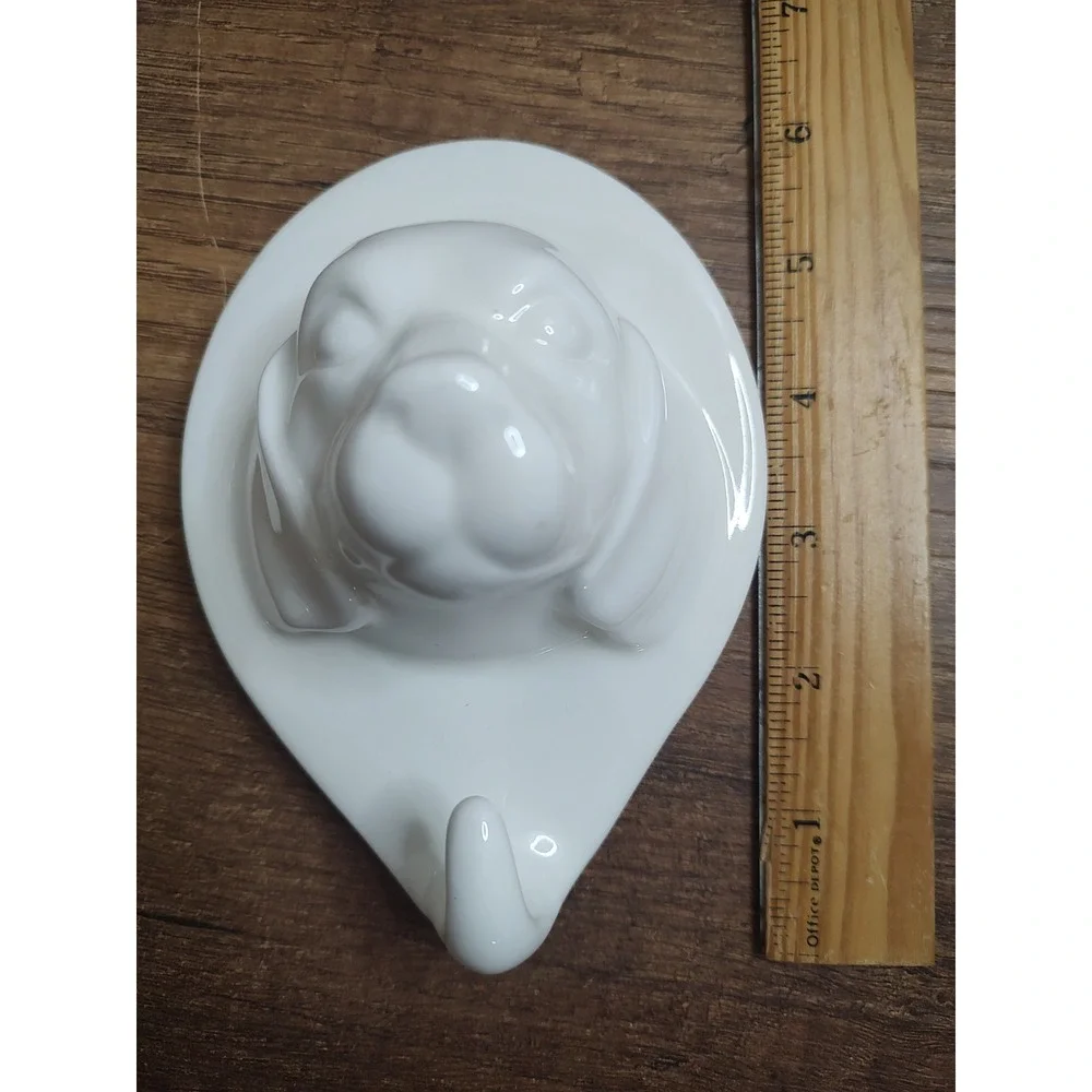 White Ceramic Dog Wall Hook Key Leash Hanger Beagle Decor Y3